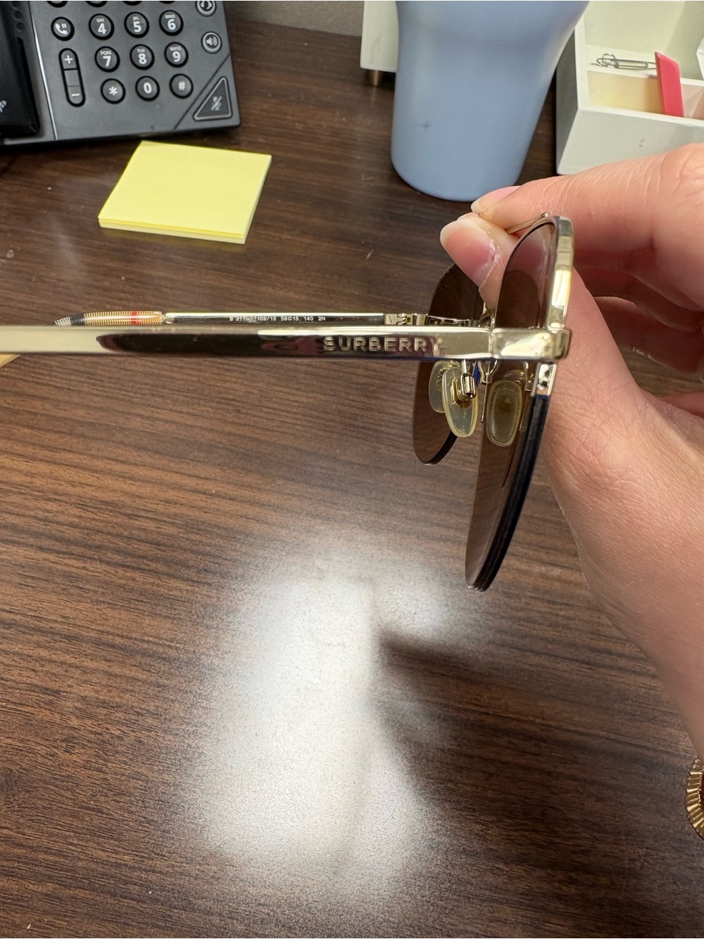 Burberry BE3113 Classic Aviator Sunglasses - Brown Lenses, Gold Frame - Picture 4 of 12